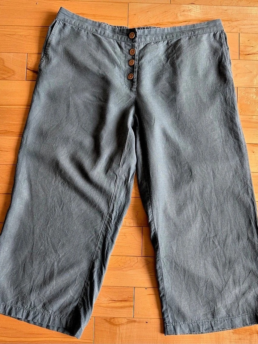Pure Jill Linen Wide Leg Pants in Blue Size XL - Picture 2 of 10